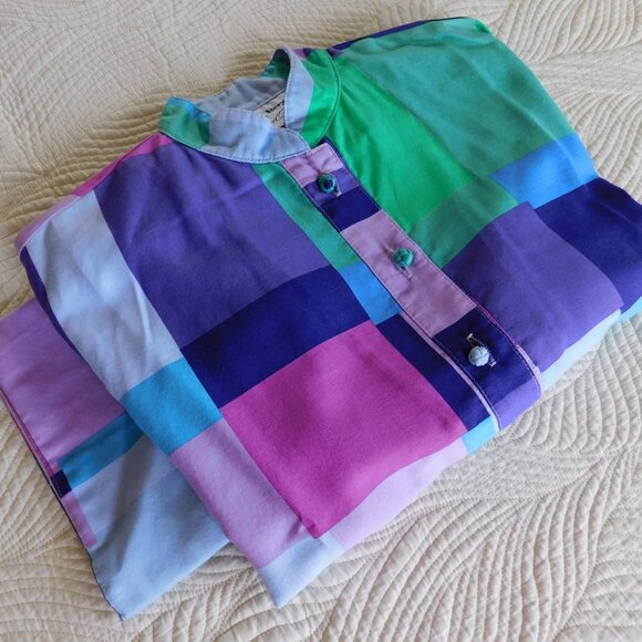 Deadstock Catherine Ogust Penthouse Gallery mod colorblock Forever shirt dress - Picture 16 of 16